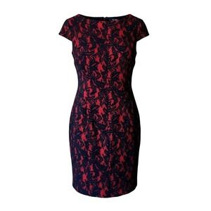 ALYX Red & Black Bodycon Dress Women's Size 10 Lace Stretch Sheath Gothic